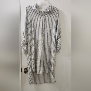 Striped Button-Up Shirt Dress